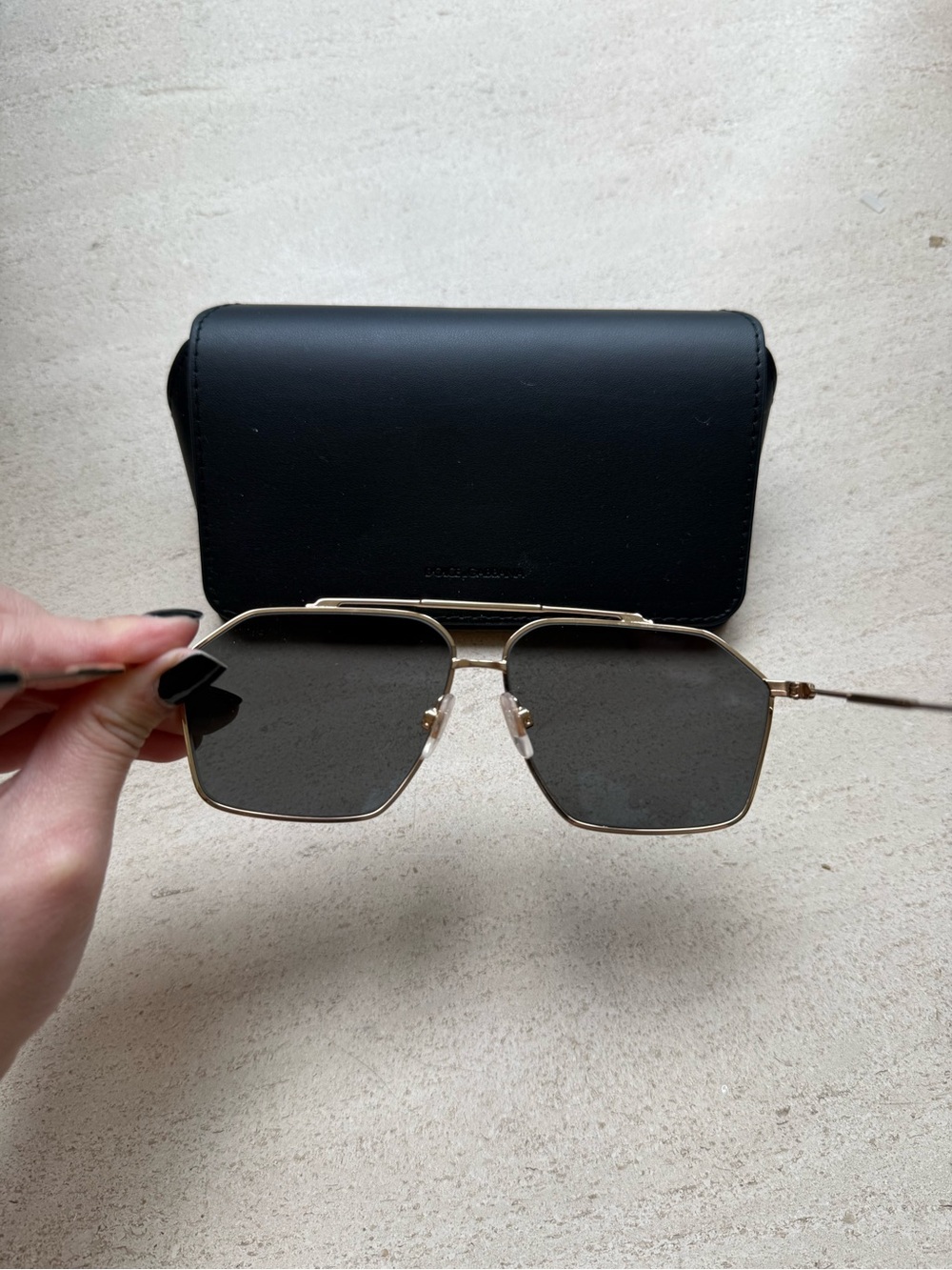 NWOT Dolce & Gabbana Stefano DG2303 Black Gold Sunglasses Aviators Eyewear Pilot - Picture 5 of 9